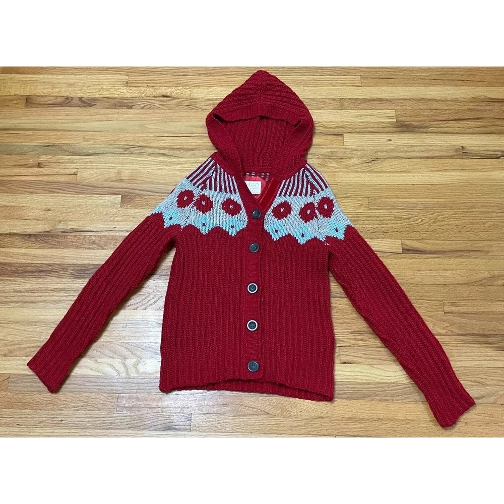 Vintage Old Navy Sweater Women's S Red Knit  Fair Isle Wool‎ Y2k 2000s Holiday